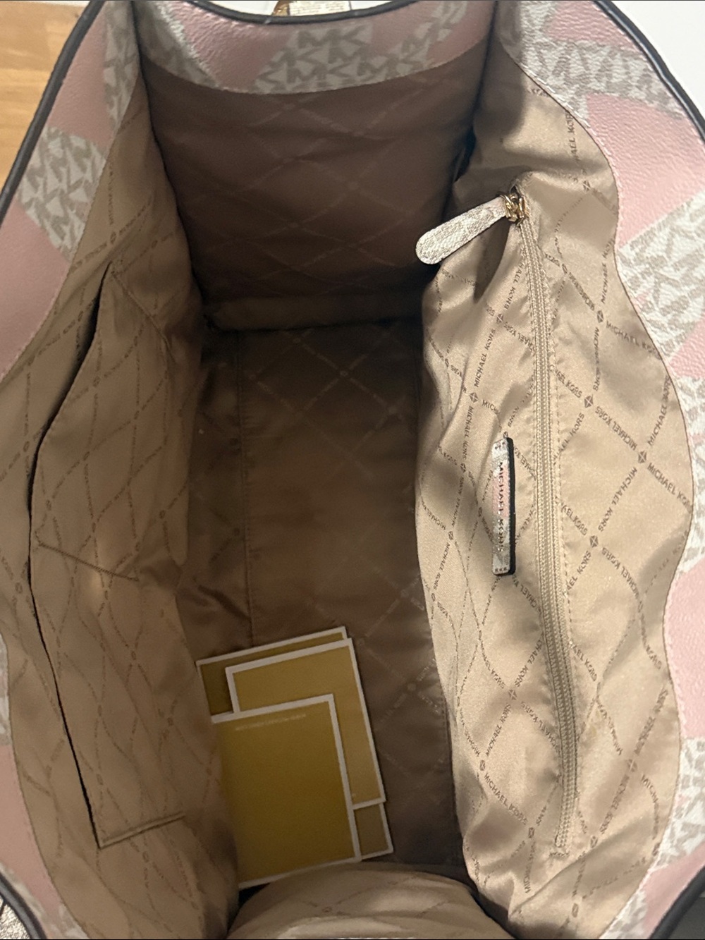 Michael Kors Pink and Cream Logo Tote with Crossbody Strap - Picture 2 of 2